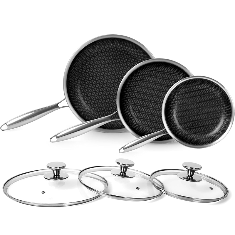 Egg Waffle Pan - Edelstahl Bratpfanne mit Deckel Waben Antihaft-Bratpfanne