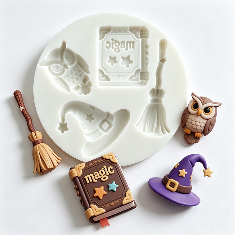 Bunny Cake Mold - Magisches Buch Eule Silikon-Zuckergussform Cupcake-Backform Fondant-Kuchendekorationswerkzeuge
