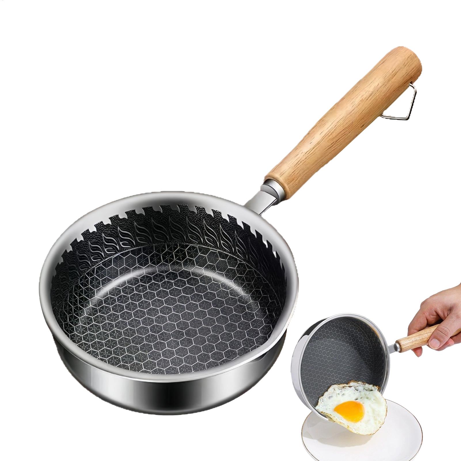 Egg Waffle Pan - Antihaft-Mini-Bratpfanne mit Holzgriff, Kochgeschirr für Eier