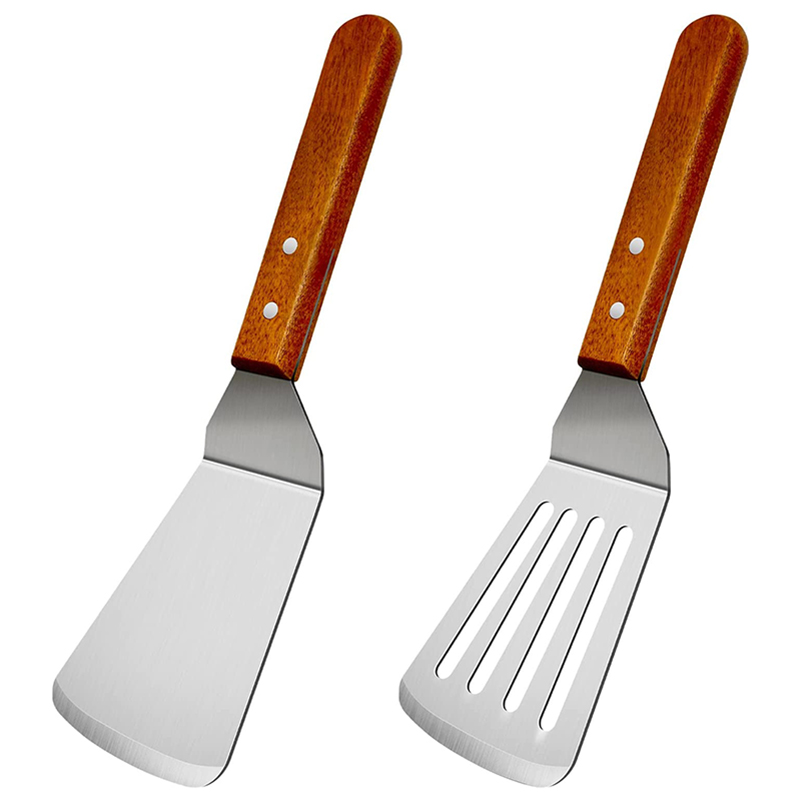 Okonomiyaki Spatula - Metalls patel für Gusseisen pfanne, Fischei-Grill-Schlitz