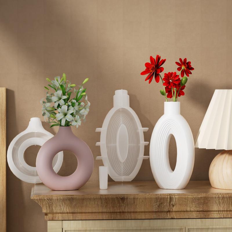 Donut Mold Silicone - Neue Nordische Donut-Form Vasen-Silikonform Blumentopf-Gießform Mini-Blumenarrangement-Vase