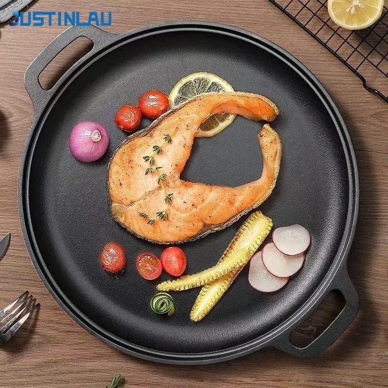 Egg Waffle Pan - JUSTINLAU Doppelgriff-Bratpfanne aus Gusseisen für Eier