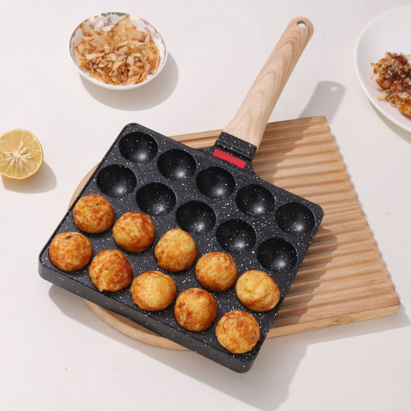 Takoyaki Grill Plate - 20-Loch Takoyaki-Pfanne, Antihaftbeschichtete Oktopus-Ball-Grillplatte, Gasherd-kompatible Kochform