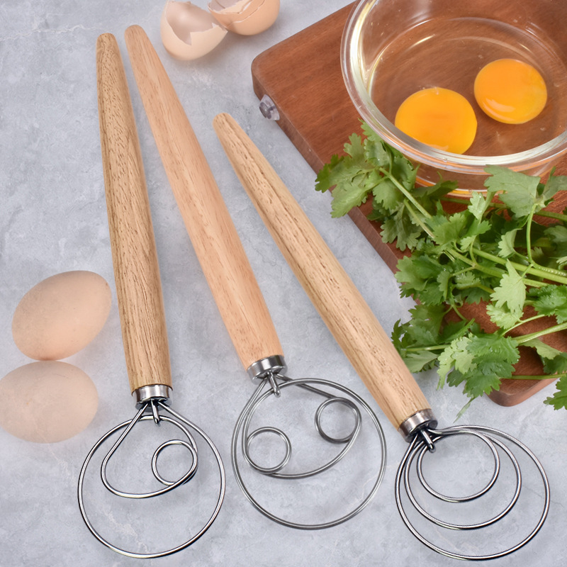 Danish Pancake Pan - 13-Zoll-Eichengriff, dänischer Teig, Spulenmischer, Backwerkzeug, manuelles