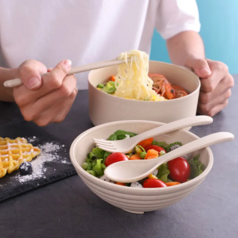 Dim Sum Basket - Große Weizenstroh-Reisschüssel mit Anti-Rutsch-Design und Deckel,